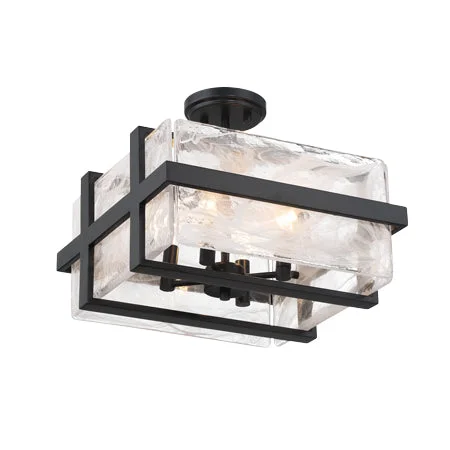 Industrial Task Lighting for Precision WorkstationsCloud Break 15" 4 Lights Semi-Flush Mount Light Black Finish Industrial Task Lighting for Precision WorkstationsCloud Break 15" 4 Lights Semi-Flush Mount Light Black Finish