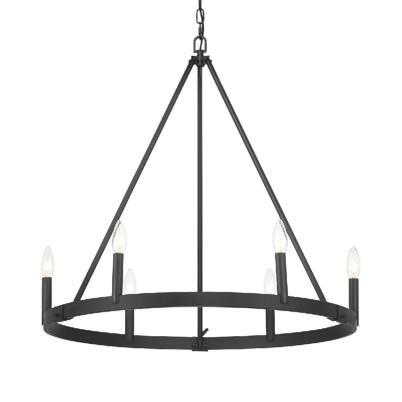 Industrial Lighting for Metal Fabrication ShopsDutton 27" 6 Lights Chandelier Black Finish Industrial Lighting for Metal Fabrication ShopsDutton 27" 6 Lights Chandelier Black Finish