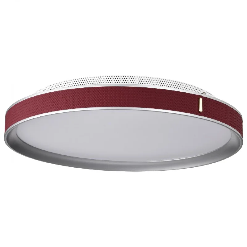 Industrial Lighting with High CRI (Color Rendering Index) for True Color PerceptionBandon 20" LED Flush Mount Light, Gray with Red Wrap, Acrylic Lens Industrial Lighting with High CRI (Color Rendering Index) for True Color PerceptionBandon 20" LED Flush Mount Light, Gray with Red Wrap, Acrylic Lens