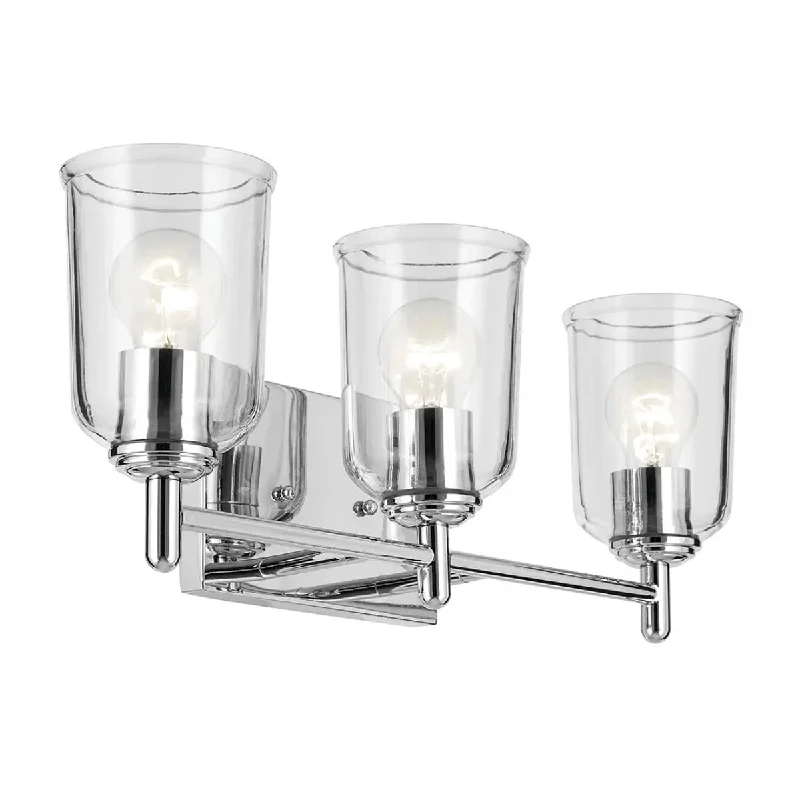 Industrial Ceiling - Mounted Lighting for Assembly PlantsShailene 21" 3-Light Bathroom Vanity Light with Clear Glass, Chrome Finish Industrial Ceiling - Mounted Lighting for Assembly PlantsShailene 21" 3-Light Bathroom Vanity Light with Clear Glass, Chrome Finish