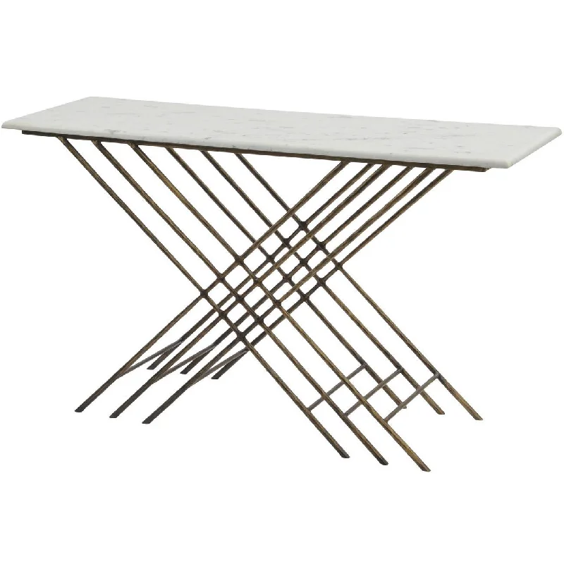 Track lighting with a minimalist track designNolita White Marble And Antique Gold Console Table