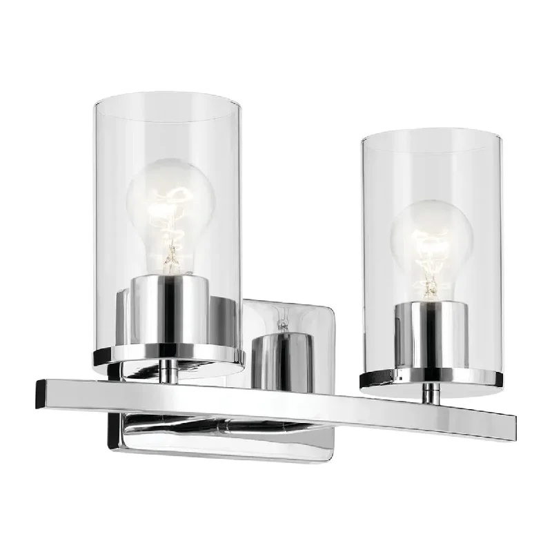 Industrial Task Lighting for Precision WorkstationsCrosby 15" 2-Light Vanity Light with Clear Glass, Chrome Finish Industrial Task Lighting for Precision WorkstationsCrosby 15" 2-Light Vanity Light with Clear Glass, Chrome Finish