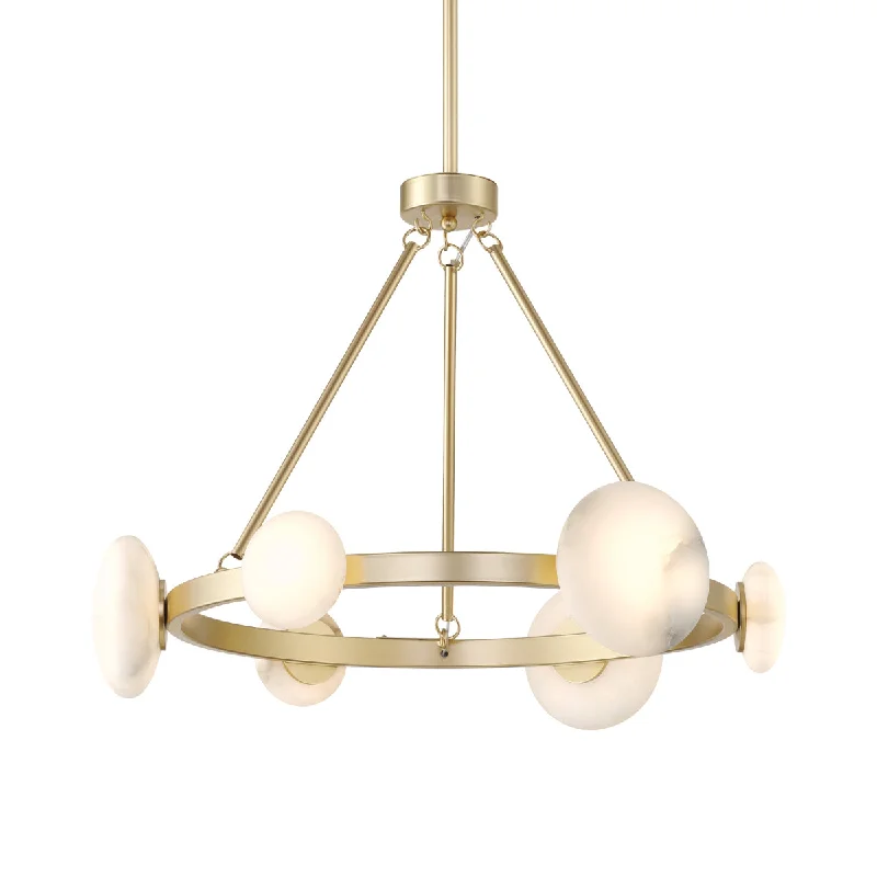 Industrial Task Lighting for Precision WorkstationsZill 27" 6 Lights LED Chandelier Gold Finish Industrial Task Lighting for Precision WorkstationsZill 27" 6 Lights LED Chandelier Gold Finish