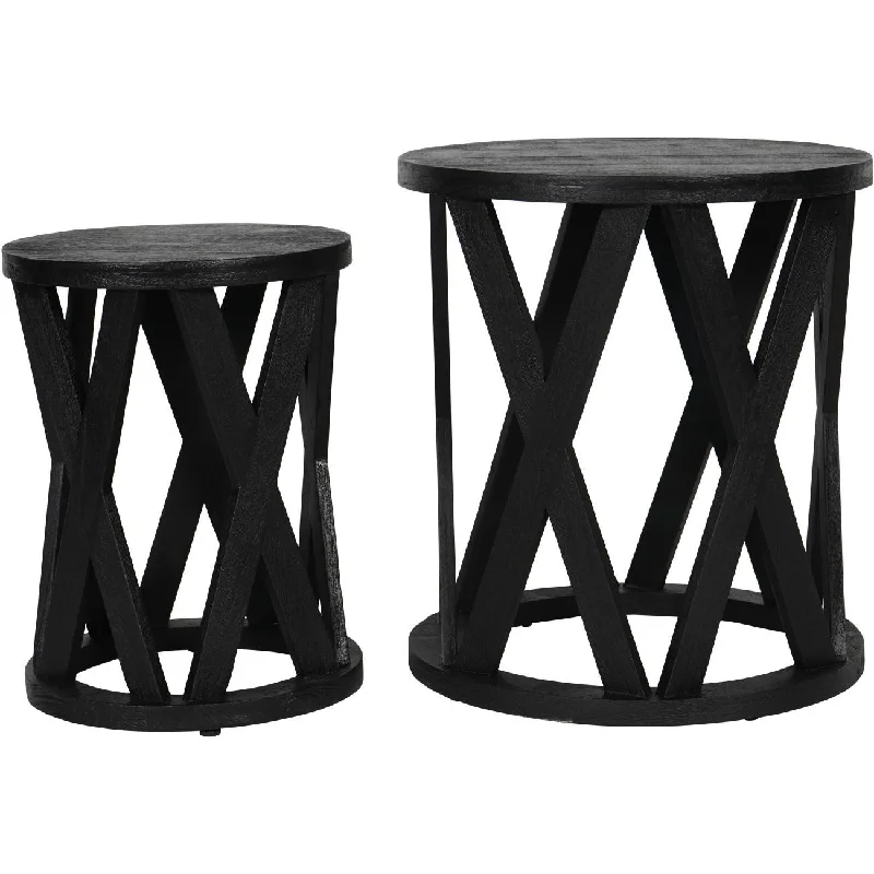 Low - voltage track lighting for safetyCali Solid Wooden Set of 2 Nesting Side Tables in Black Low - voltage track lighting for safetyCali Solid Wooden Set of 2 Nesting Side Tables in Black