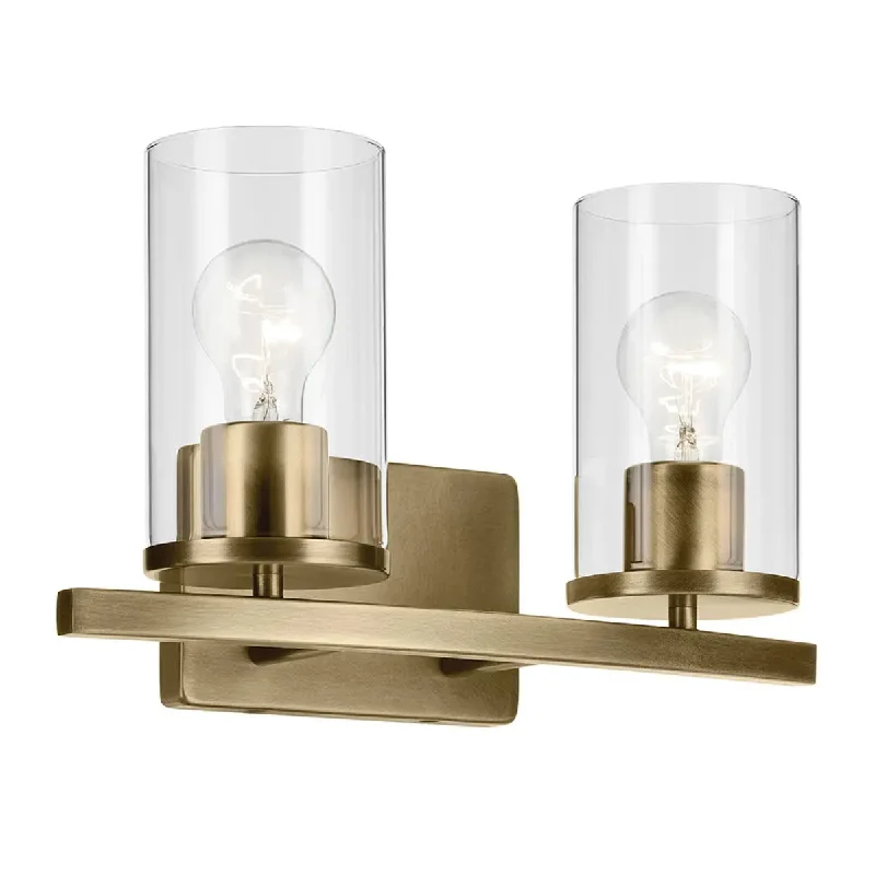 Corrosion - Resistant Industrial Lighting for Coastal FactoriesCrosby 15" 2-Light Vanity Light with Clear Glass, Natural Brass Finish