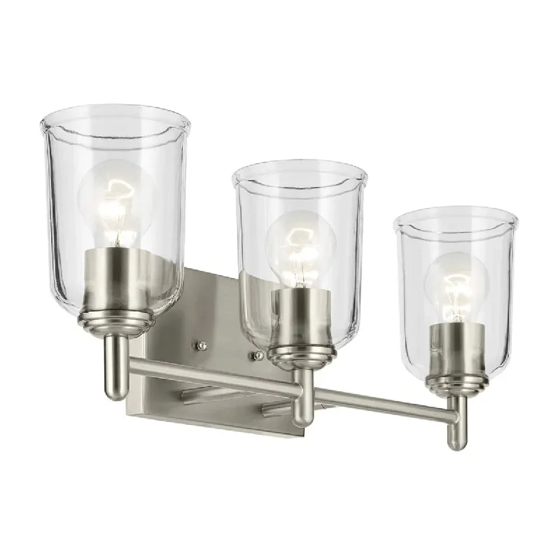 Industrial Lighting for Chemical PlantsShailene 21" 3-Light Bathroom Vanity Light with Clear Glass, Brushed Nickel Finish