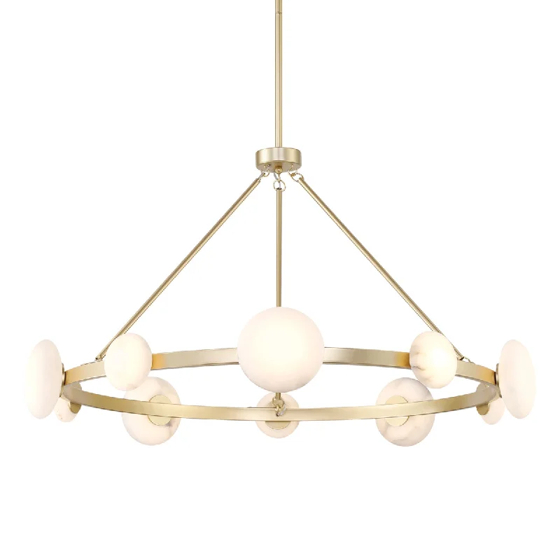 Industrial Lighting for Automotive Manufacturing PlantsZill 27" 10 Lights LED Chandelier Gold Finish Industrial Lighting for Automotive Manufacturing PlantsZill 27" 10 Lights LED Chandelier Gold Finish