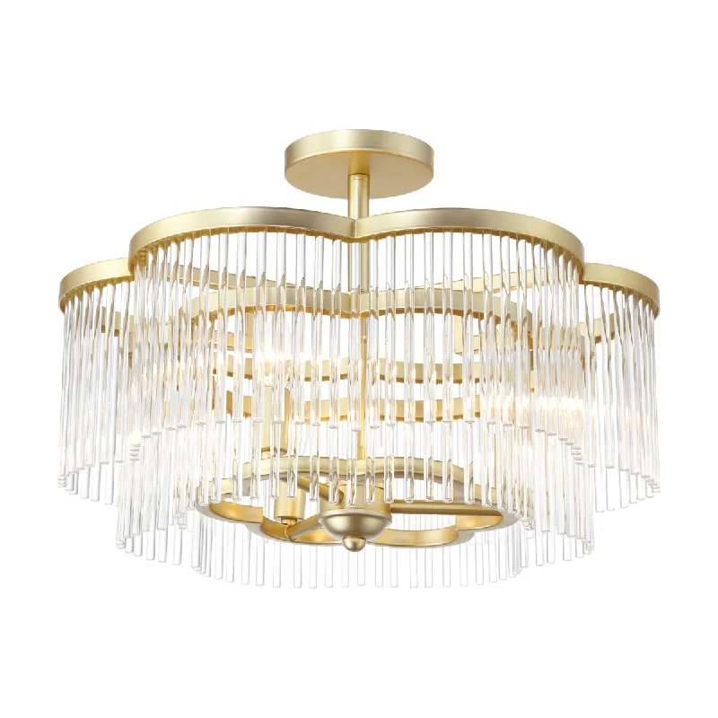 Industrial Wall - Mounted Lighting for Workshop WallsAzura 20" 3 Lights Semi-Flush Mount Brass Finish Industrial Wall - Mounted Lighting for Workshop WallsAzura 20" 3 Lights Semi-Flush Mount Brass Finish