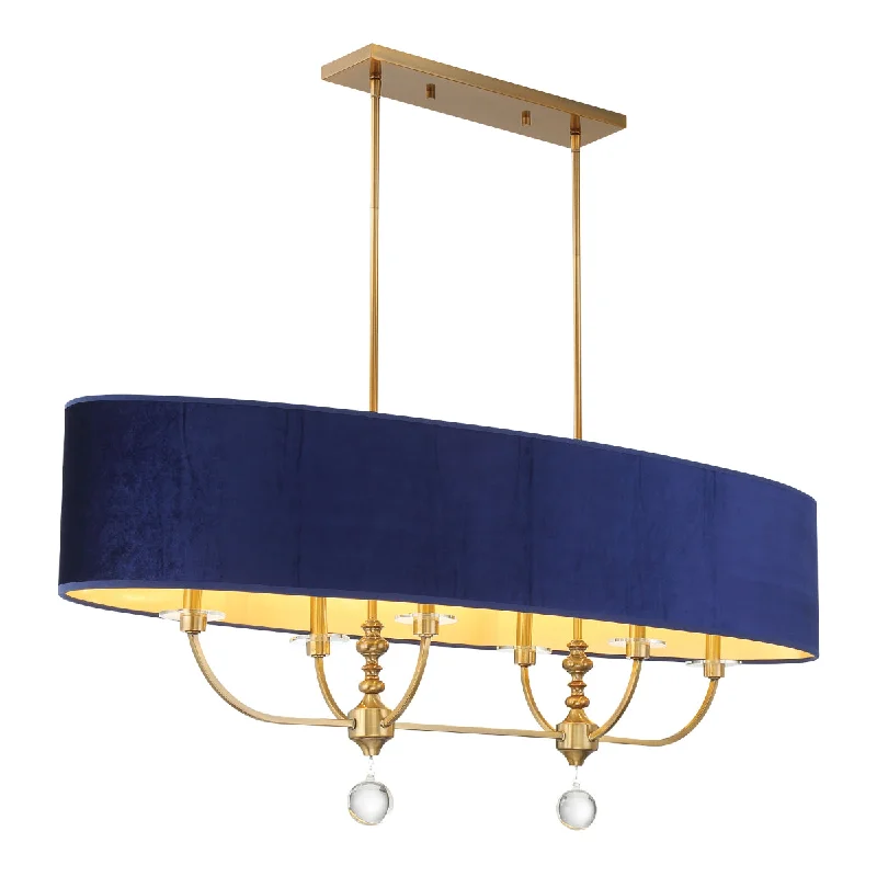 Industrial Task Lighting for Precision WorkstationsVan Noord 48" 6 Lights Pendant Light Blue Finish