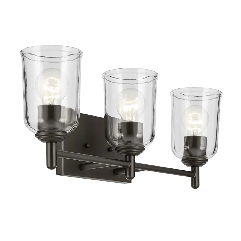Industrial Ceiling - Mounted Lighting for Assembly PlantsShailene 21" 3-Light Bathroom Vanity Light with Clear Glass, Olde Bronze Finish Industrial Ceiling - Mounted Lighting for Assembly PlantsShailene 21" 3-Light Bathroom Vanity Light with Clear Glass, Olde Bronze Finish