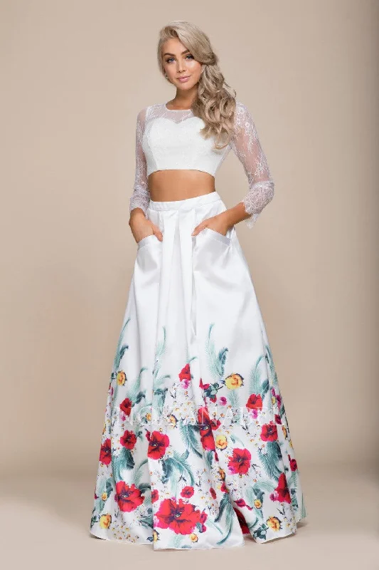 Long Two Piece Prom Sexy Dress with Pockets