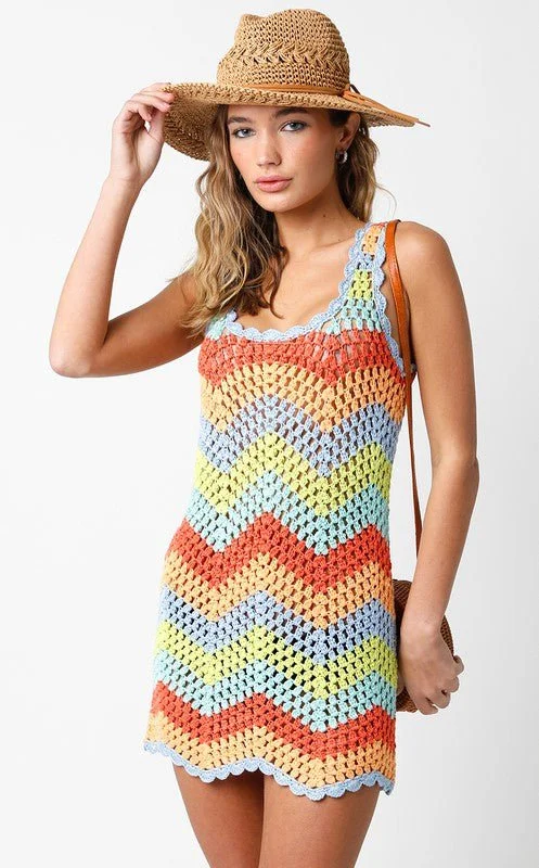 Mahalo Multi Color Crochet Cover-Up Dress