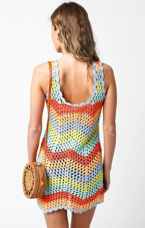 Mahalo Multi Color Crochet Cover-Up Dress