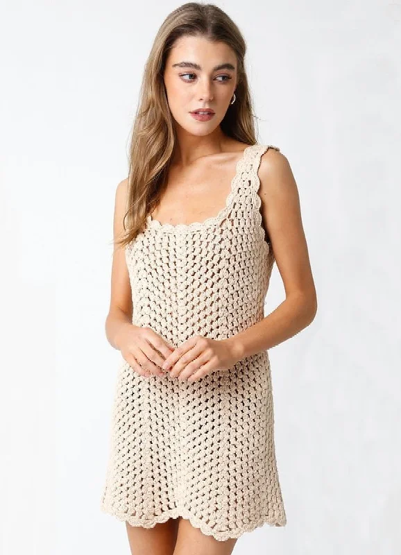 Mahalo Natural Crochet Cover Up Dress