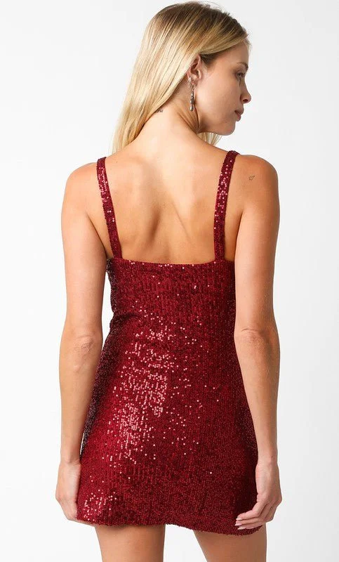 Shine So Bright Burgundy Sequin Mini Dress