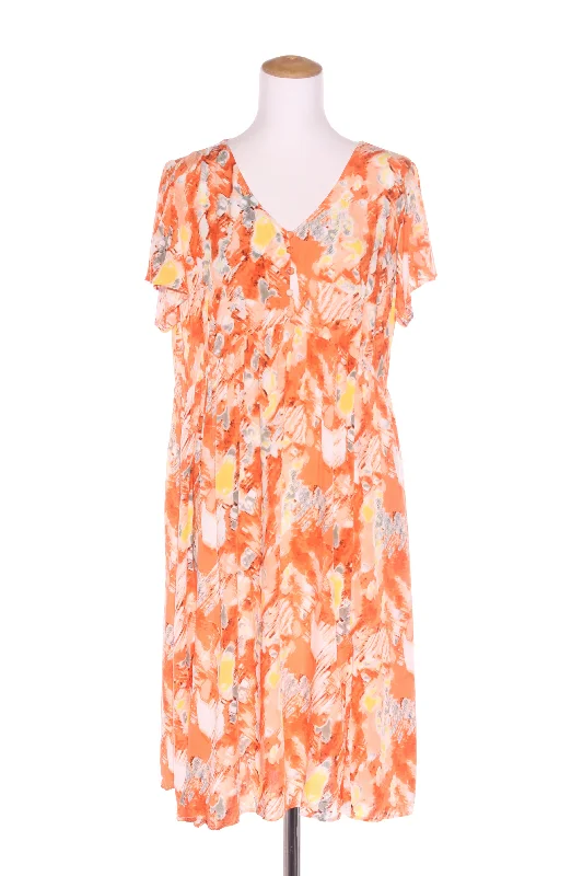 CORDELIA ST - Orange print rayon dress! 12-14