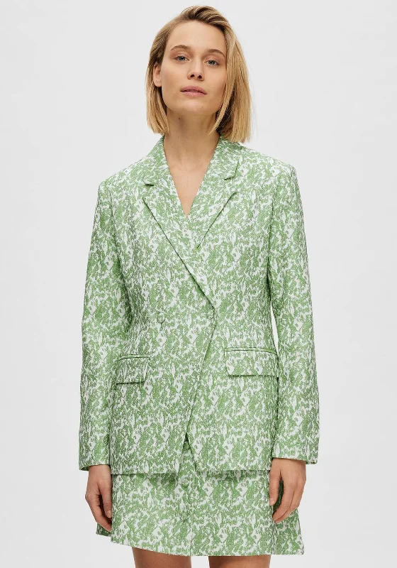 Selected Femme Elea Jacquard Blazer, Absinthe Green