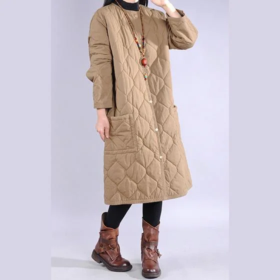 Women khaki women parka plus size clothing warm winter coat o neck pockets coats