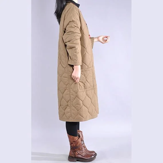 Women khaki women parka plus size clothing warm winter coat o neck pockets coats