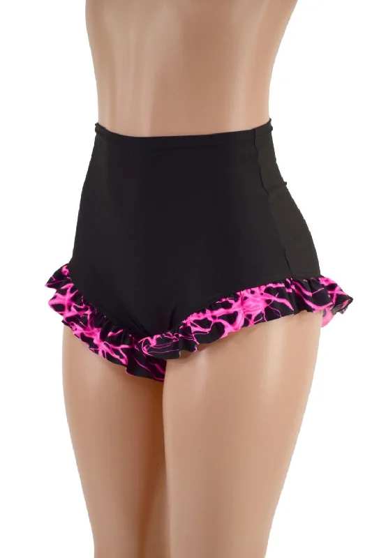 High Waist Siren Shorts with Ruffled Leg