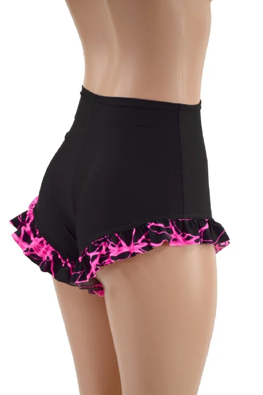 High Waist Siren Shorts with Ruffled Leg