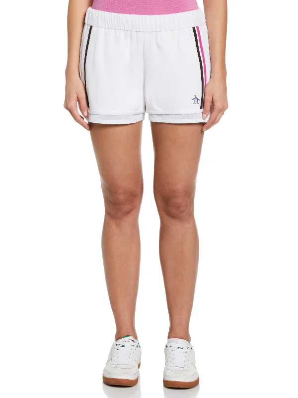 Women's Mesh Hem Contrast Stripe Tennis Shorts