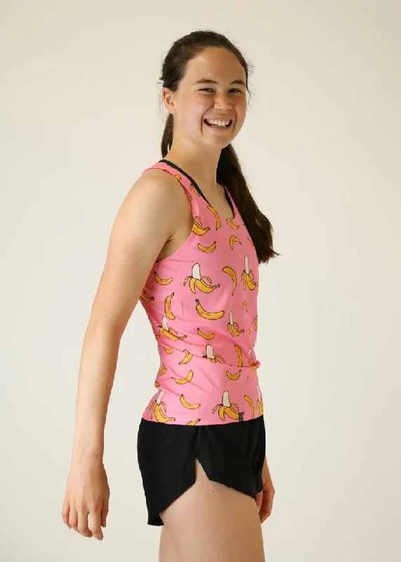 Women's Pink Bananas Performance Singlet