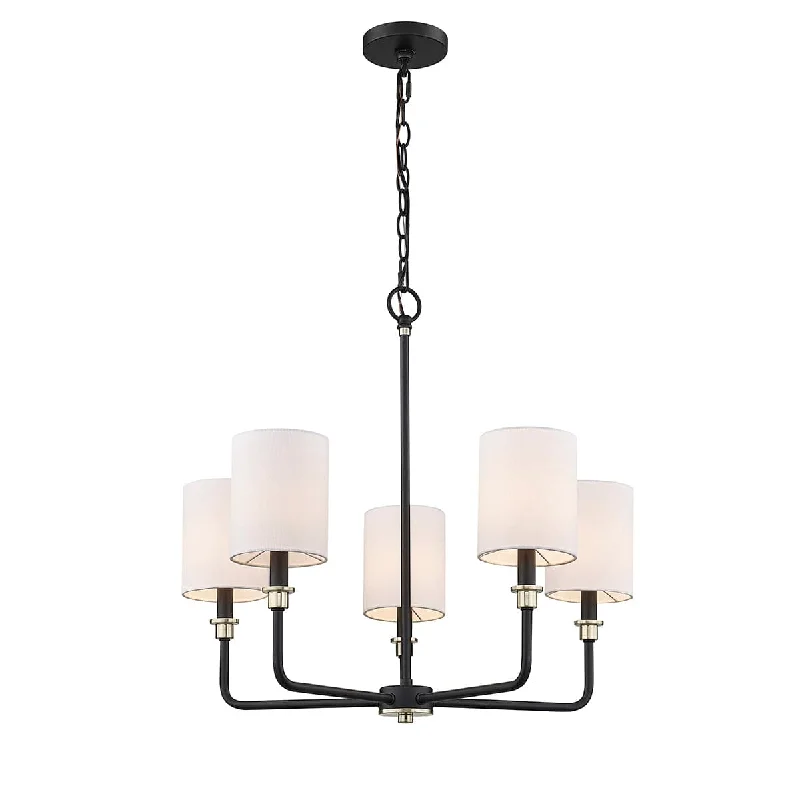 LED Chandeliers for Energy - Efficient LightingLED Chandeliers for Energy - Efficient Lighting5 Lamps Chelsea Chandelier - Matte Black / Modern Gold Finish - 24.75in Diameter - E12 Candelabra Base