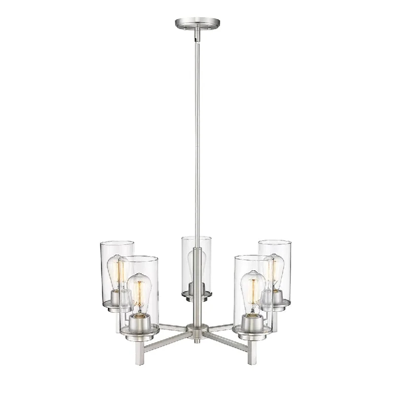 Rustic Wood Chandeliers for Country - Style HousesRustic Wood Chandeliers for Country - Style Houses5 Lamps Janna Chandelier - Brushed Nickel Finish - Clear Glass - 30in Diameter - E26 Medium Base Rustic Wood Chandeliers for Country - Style HousesRustic Wood Chandeliers for Country - Style Houses5 Lamps Janna Chandelier - Brushed Nickel Finish - Clear Glass - 30in Diameter - E26 Medium Base