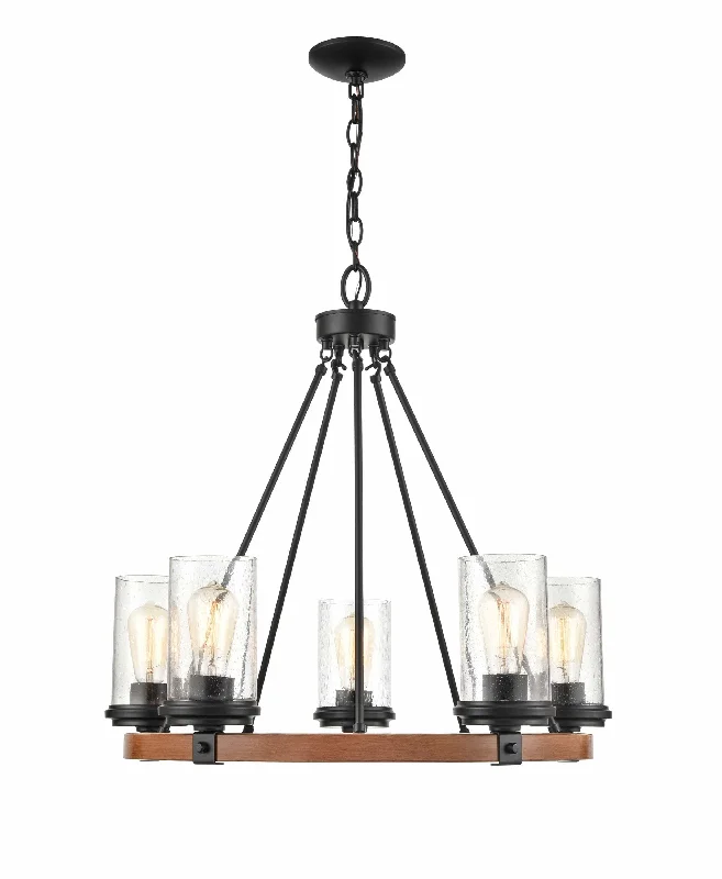 Incandescent Chandeliers for a Warm and Traditional GlowIncandescent Chandeliers for a Warm and Traditional Glow5 Lamps Taos Chandelier - Matte Black / Wood Grain - Clear Seeded Glass - 26in Diameter - E26 Medium Base Incandescent Chandeliers for a Warm and Traditional GlowIncandescent Chandeliers for a Warm and Traditional Glow5 Lamps Taos Chandelier - Matte Black / Wood Grain - Clear Seeded Glass - 26in Diameter - E26 Medium Base