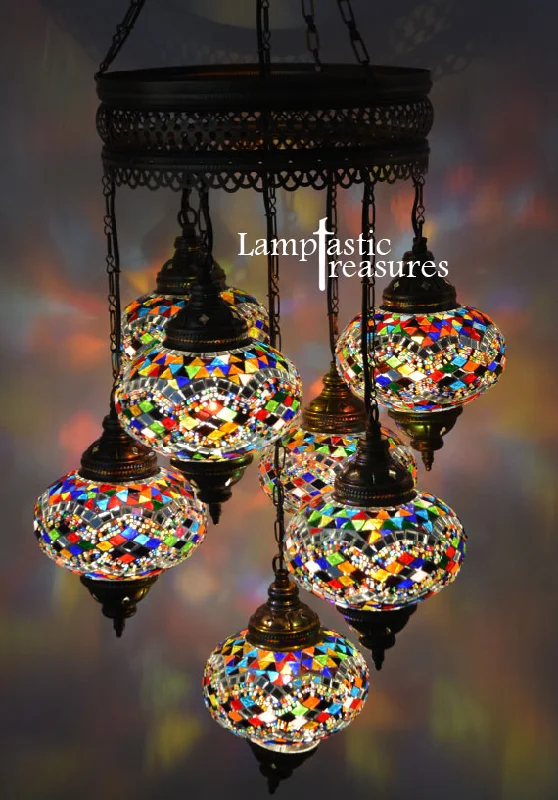 Chandeliers with Metal Frames in Bronze FinishChandeliers with Metal Frames in Bronze Finish7 Globe Turkish Mosaic Chandelier Chandeliers with Metal Frames in Bronze FinishChandeliers with Metal Frames in Bronze Finish7 Globe Turkish Mosaic Chandelier
