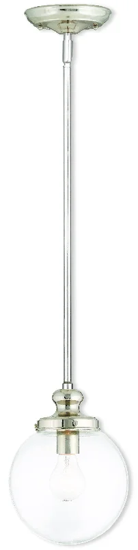 Chandeliers with Candle - Style Bulbs for a Classic AestheticChandeliers with Candle - Style Bulbs for a Classic AestheticLivex Sheffield 1 Light Polished Nickel Mini Pendant - C185-50902-35