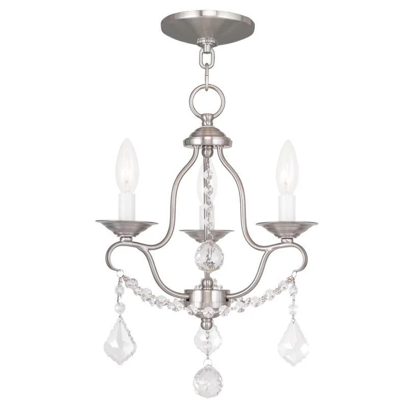 Chandeliers with Metal Frames in Copper FinishChandeliers with Metal Frames in Copper FinishLivex Chesterfield 3 Light Brushed Nickel Mini Chandelier - C185-6423-91