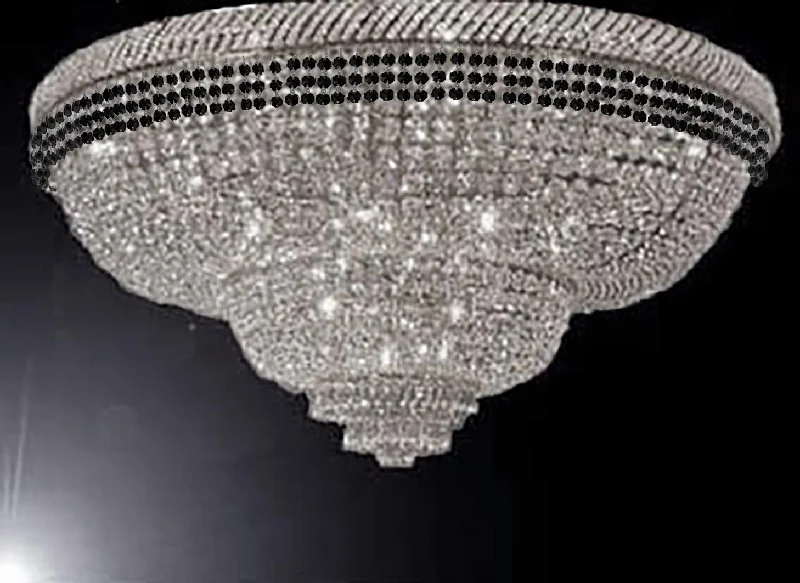 Chandeliers with Metal Frames in Black FinishChandeliers with Metal Frames in Black FinishFlush French Empire Crystal Chandelier Chandeliers Moroccan Style Lighting Trimmed with Jet Black Crystal! Good for Dining Room, Foyer, Entryway, Family Room and More! H29" X W50" - G93-FLUSH/B79/CS/448/48 Chandeliers with Metal Frames in Black FinishChandeliers with Metal Frames in Black FinishFlush French Empire Crystal Chandelier Chandeliers Moroccan Style Lighting Trimmed with Jet Black Crystal! Good for Dining Room, Foyer, Entryway, Family Room and More! H29" X W50" - G93-FLUSH/B79/CS/448/48