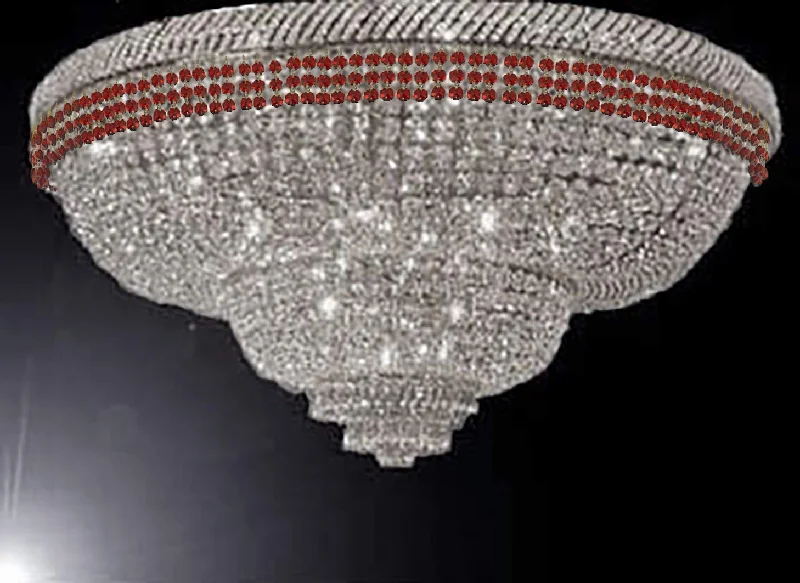 Chandeliers with Dimmable Lights for Ambiance ControlChandeliers with Dimmable Lights for Ambiance ControlFlush French Empire Crystal Chandelier Chandeliers Moroccan Style Lighting Trimmed with Ruby Red Crystal! Good for Dining Room, Foyer, Entryway, Family Room and More! H29" X W50" - G93-FLUSH/B74/CS/448/48 Chandeliers with Dimmable Lights for Ambiance ControlChandeliers with Dimmable Lights for Ambiance ControlFlush French Empire Crystal Chandelier Chandeliers Moroccan Style Lighting Trimmed with Ruby Red Crystal! Good for Dining Room, Foyer, Entryway, Family Room and More! H29" X W50" - G93-FLUSH/B74/CS/448/48