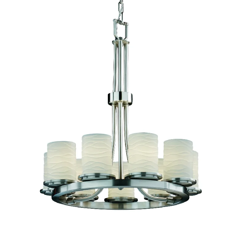 Chandeliers with Candle - Style Bulbs for a Classic AestheticChandeliers with Candle - Style Bulbs for a Classic AestheticJustice Designs Limoges POR-8766-10-WAVE-NCKL Chandelier Light - Brushed Nickel