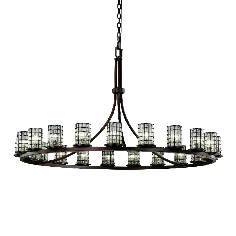 Chandeliers with Colored Glass for a Splash of ColorChandeliers with Colored Glass for a Splash of ColorJustice Designs Wire Glass WGL-8716-10-GRCB-DBRZ Chandelier Light - Dark Bronze
