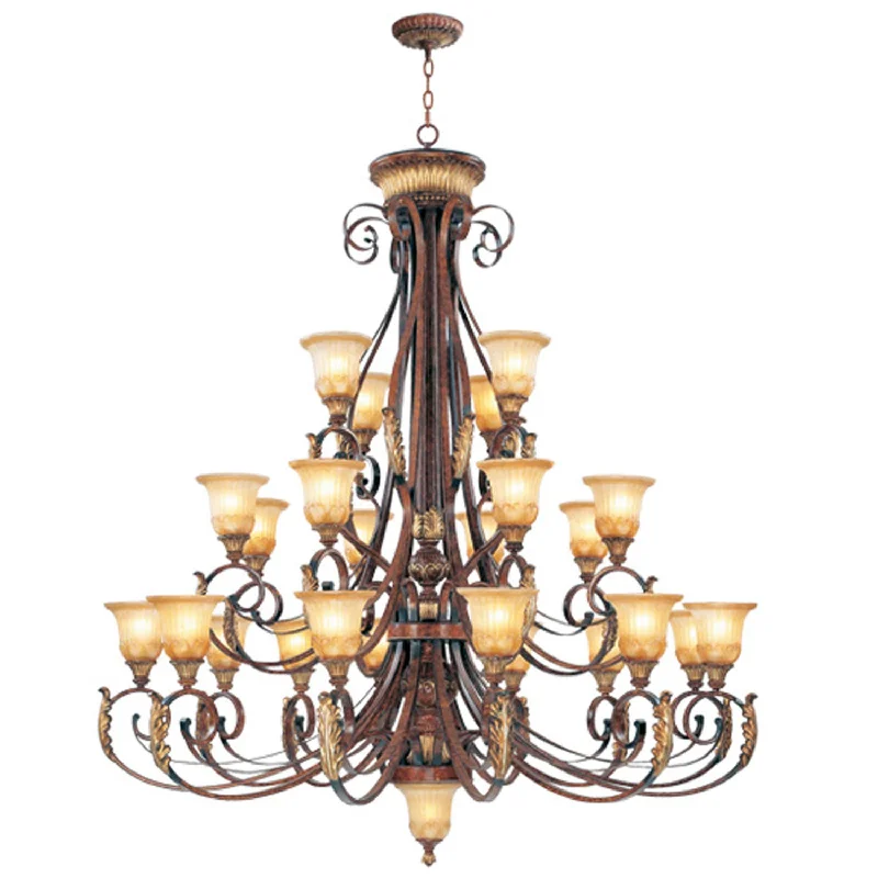 Chandeliers with Metal Frames in Gold FinishChandeliers with Metal Frames in Gold FinishLivex Villa Verona 8589-63 Chandelier Light - Verona Bronze with Aged Gold Leaf Accents