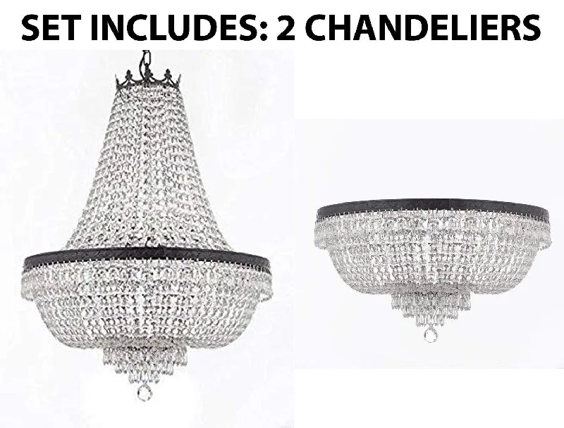 Chandeliers with Candle - Style Bulbs for a Classic AestheticChandeliers with Candle - Style Bulbs for a Classic AestheticSet of 2-1 French Empire Crystal Chandelier Lighting H36" X W30" W/Dark Antique Finish! and 1 French Empire Crystal Flush Chandelier Lighting H21" X W30" w/Dark Antique Finish! - 1EA CB/870/14 + 1EA FLUSH/CB/870/14 Chandeliers with Candle - Style Bulbs for a Classic AestheticChandeliers with Candle - Style Bulbs for a Classic AestheticSet of 2-1 French Empire Crystal Chandelier Lighting H36" X W30" W/Dark Antique Finish! and 1 French Empire Crystal Flush Chandelier Lighting H21" X W30" w/Dark Antique Finish! - 1EA CB/870/14 + 1EA FLUSH/CB/870/14