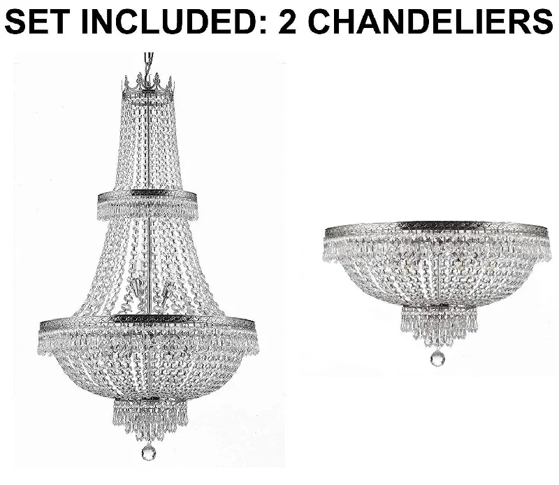 Rustic Wood Chandeliers for Country - Style HousesRustic Wood Chandeliers for Country - Style HousesSet of 2-1 French Empire Crystal Chandelier Lighting H50" X W24" - Great for The Dining Room, Foyer, Living Room! and French Empire Crystal Semi Flush Basket Chandelier Lighting H18" X W24" - 1EA CS/870/15 + 1EA FLUSH/CS/870/9 Rustic Wood Chandeliers for Country - Style HousesRustic Wood Chandeliers for Country - Style HousesSet of 2-1 French Empire Crystal Chandelier Lighting H50" X W24" - Great for The Dining Room, Foyer, Living Room! and French Empire Crystal Semi Flush Basket Chandelier Lighting H18" X W24" - 1EA CS/870/15 + 1EA FLUSH/CS/870/9