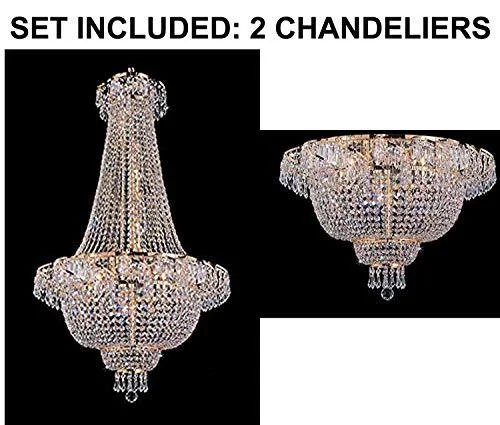 Rustic Wood Chandeliers for Country - Style HousesRustic Wood Chandeliers for Country - Style HousesSet of 2-1 French Empire Crystal Gold Chandelier Lighting - Great for The Dining Room, Foyer, Entry Way, Living Room - H50" X W24" and 1 Flush French Empire Crystal Chandelier Lighting 19.5" X 24" - 1EA C7/928/9 + 1EA FLUSH/CG/928/9 Rustic Wood Chandeliers for Country - Style HousesRustic Wood Chandeliers for Country - Style HousesSet of 2-1 French Empire Crystal Gold Chandelier Lighting - Great for The Dining Room, Foyer, Entry Way, Living Room - H50" X W24" and 1 Flush French Empire Crystal Chandelier Lighting 19.5" X 24" - 1EA C7/928/9 + 1EA FLUSH/CG/928/9