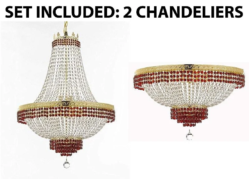 Chandeliers for Low Ceilings to Avoid OvercrowdingChandeliers for Low Ceilings to Avoid OvercrowdingSet of 2-1 Moroccan Style French Empire Crystal Chandelier Lighting Trimmed w/Ruby Red Crystal! H30" X W24" & 1 Flush French Empire Crystal Chandelier Lighting Trimmed w/Ruby Red Crystal! H18" X W24 - B74/CG/870/9 + B74/CG/FLUSH/870/9 Chandeliers for Low Ceilings to Avoid OvercrowdingChandeliers for Low Ceilings to Avoid OvercrowdingSet of 2-1 Moroccan Style French Empire Crystal Chandelier Lighting Trimmed w/Ruby Red Crystal! H30" X W24" & 1 Flush French Empire Crystal Chandelier Lighting Trimmed w/Ruby Red Crystal! H18" X W24 - B74/CG/870/9 + B74/CG/FLUSH/870/9