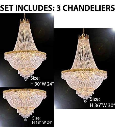Chandeliers with Pendant Lights for a Stylish LookChandeliers with Pendant Lights for a Stylish LookSet of 3-1 French Empire Crystal Chandelier Lighting H36 X W30 & 1 French Empire Crystal Chandelier Lighting H30 X W24 and French Empire Crystal Semi Flush Chandelier Chandeliers Lighting H18 X W24 - 1EA 870/14 + 1EA 870/9 + 1EA FLUSH/870/9 Chandeliers with Pendant Lights for a Stylish LookChandeliers with Pendant Lights for a Stylish LookSet of 3-1 French Empire Crystal Chandelier Lighting H36 X W30 & 1 French Empire Crystal Chandelier Lighting H30 X W24 and French Empire Crystal Semi Flush Chandelier Chandeliers Lighting H18 X W24 - 1EA 870/14 + 1EA 870/9 + 1EA FLUSH/870/9