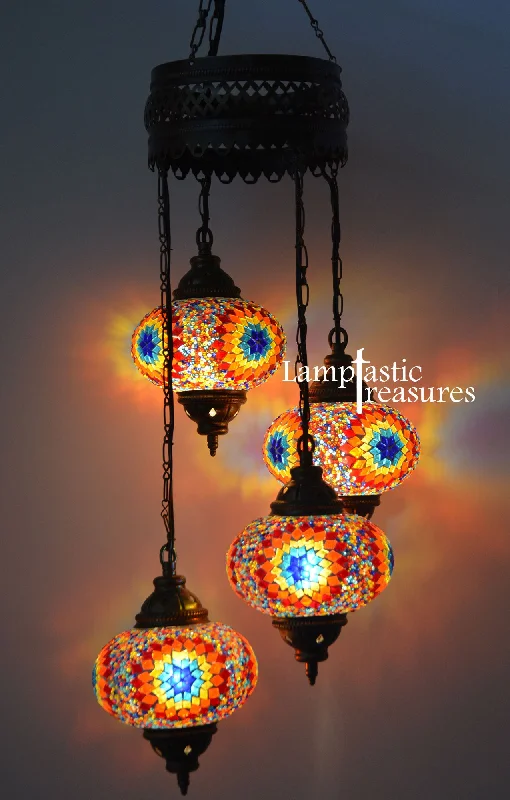 Chandeliers with Adjustable Height for Custom InstallationChandeliers with Adjustable Height for Custom InstallationTurkish Mosaic 4 Globe Chandelier Lamp