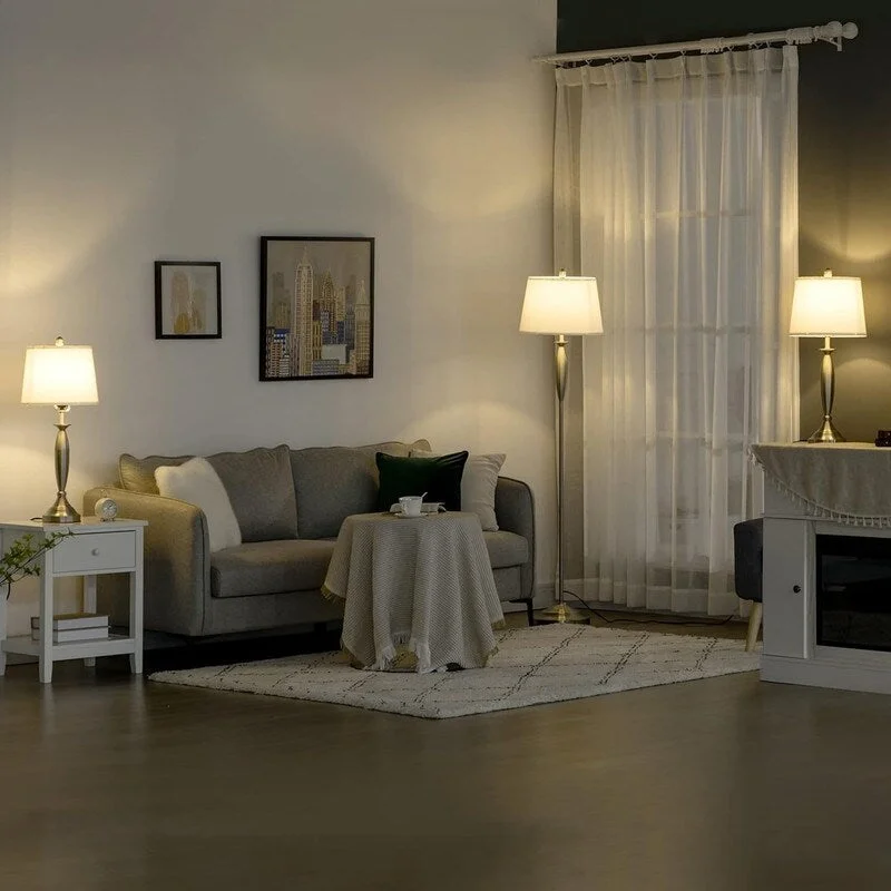 Industrial Style Floor Lamp with Exposed Bulbs for Loft ApartmentsIndustrial Style Floor Lamp with Exposed Bulbs for Loft Apartments3 Piece Desk Lamp & Floor Lamps Linen Lampshade Steel Base, Silver Industrial Style Floor Lamp with Exposed Bulbs for Loft ApartmentsIndustrial Style Floor Lamp with Exposed Bulbs for Loft Apartments3 Piece Desk Lamp & Floor Lamps Linen Lampshade Steel Base, Silver