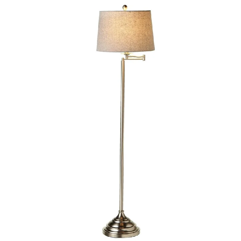 Metal Floor Lamp with a Matte Black Finish for a Sleek LookMetal Floor Lamp with a Matte Black Finish for a Sleek LookBrushed Silver Swing Arm Floor Lamp with Herringbone Shade.