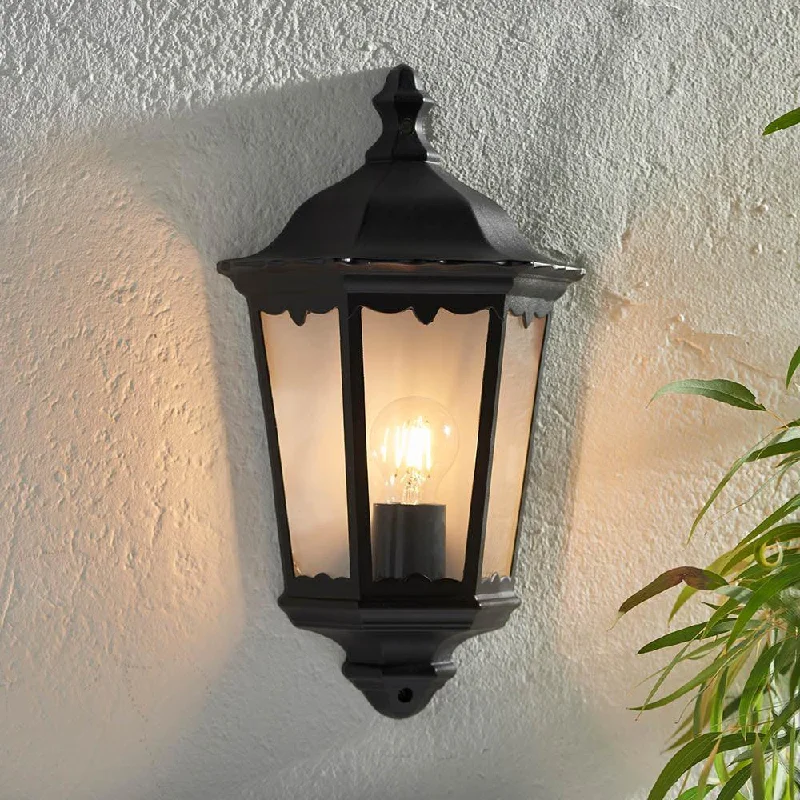 Glass Floor Lamp with Frosted Shades for Soft Diffused LightGlass Floor Lamp with Frosted Shades for Soft Diffused LightEndon Burford Black Half Outdoor Wall Light