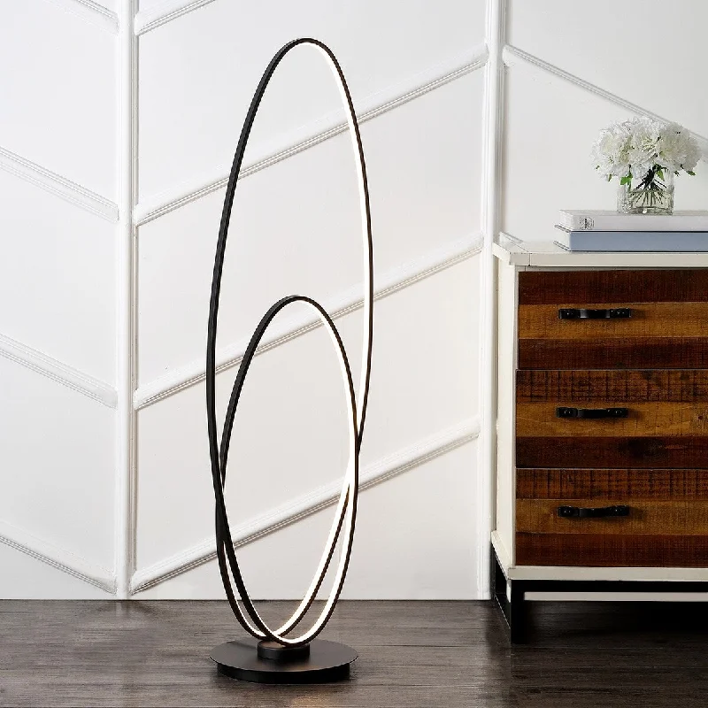 Marble Base Floor Lamp for a Touch of LuxuryMarble Base Floor Lamp for a Touch of LuxuryCalder 47" Metal Modern Contemporary Oval Dimmable Integrated LED Floor Lamp, Black by JONATHAN Y