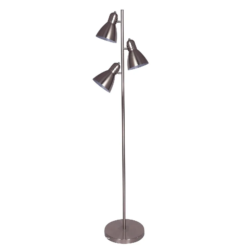 USB Charging Port Floor Lamp for Convenient Device ChargingUSB Charging Port Floor Lamp for Convenient Device ChargingLAUREN TAYLOR - Nickle Floor Lamp (65") - 65x16x10