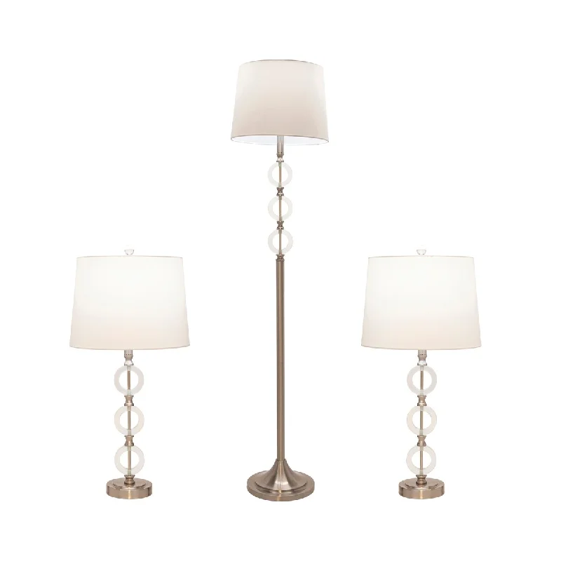 Victorian Style Floor Lamp for Traditional and Elegant InteriorsVictorian Style Floor Lamp for Traditional and Elegant InteriorsS/3 Mtl/Glass 26" Table & 65" Floor Lamp, Slvr-Kd - Nickel